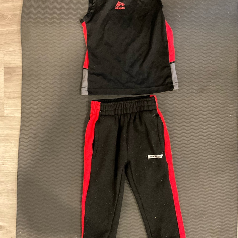 Hind Black and Red Jogger Set with Athletic Stripes